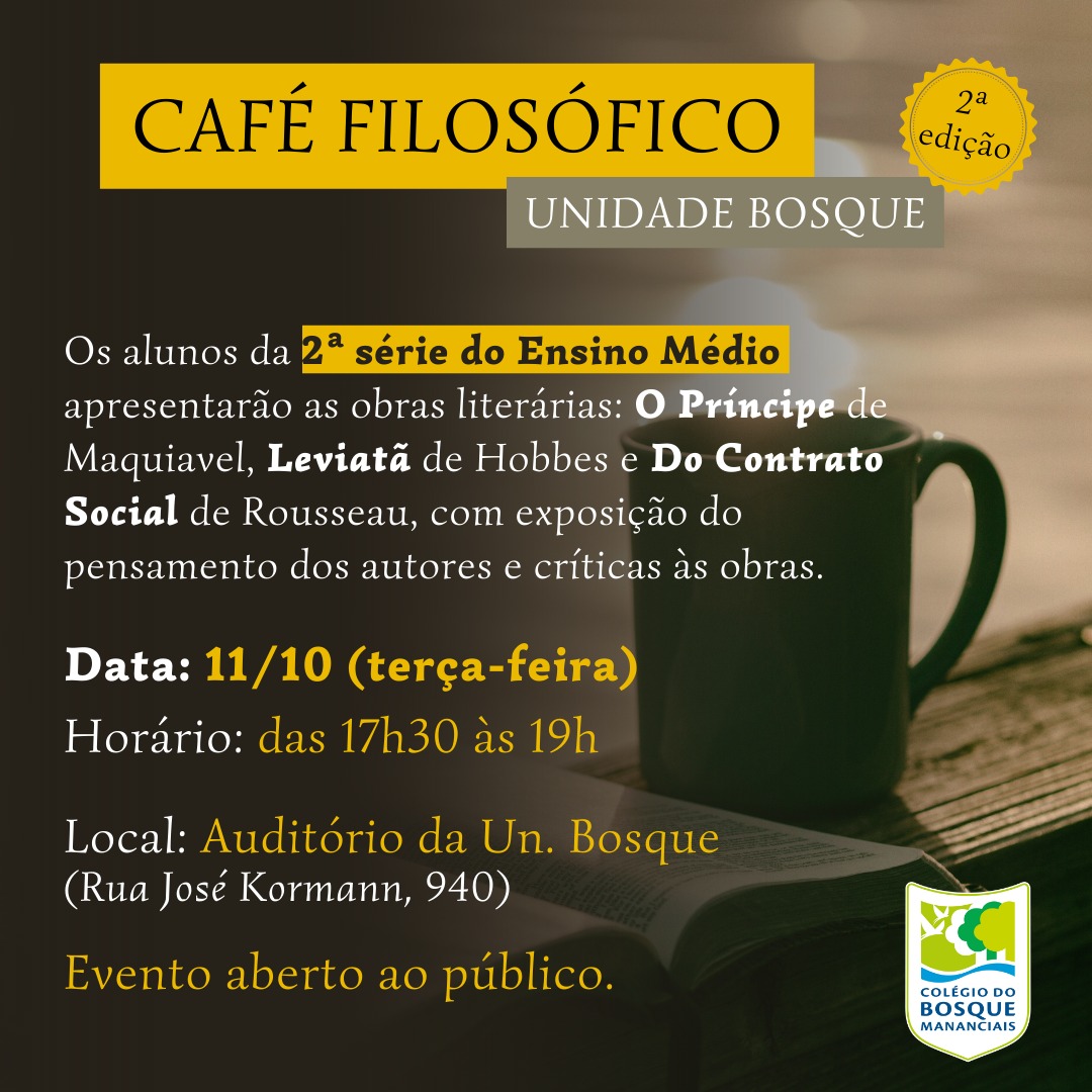 Café Filosófico da Unidade Bosque - 2ª Edição