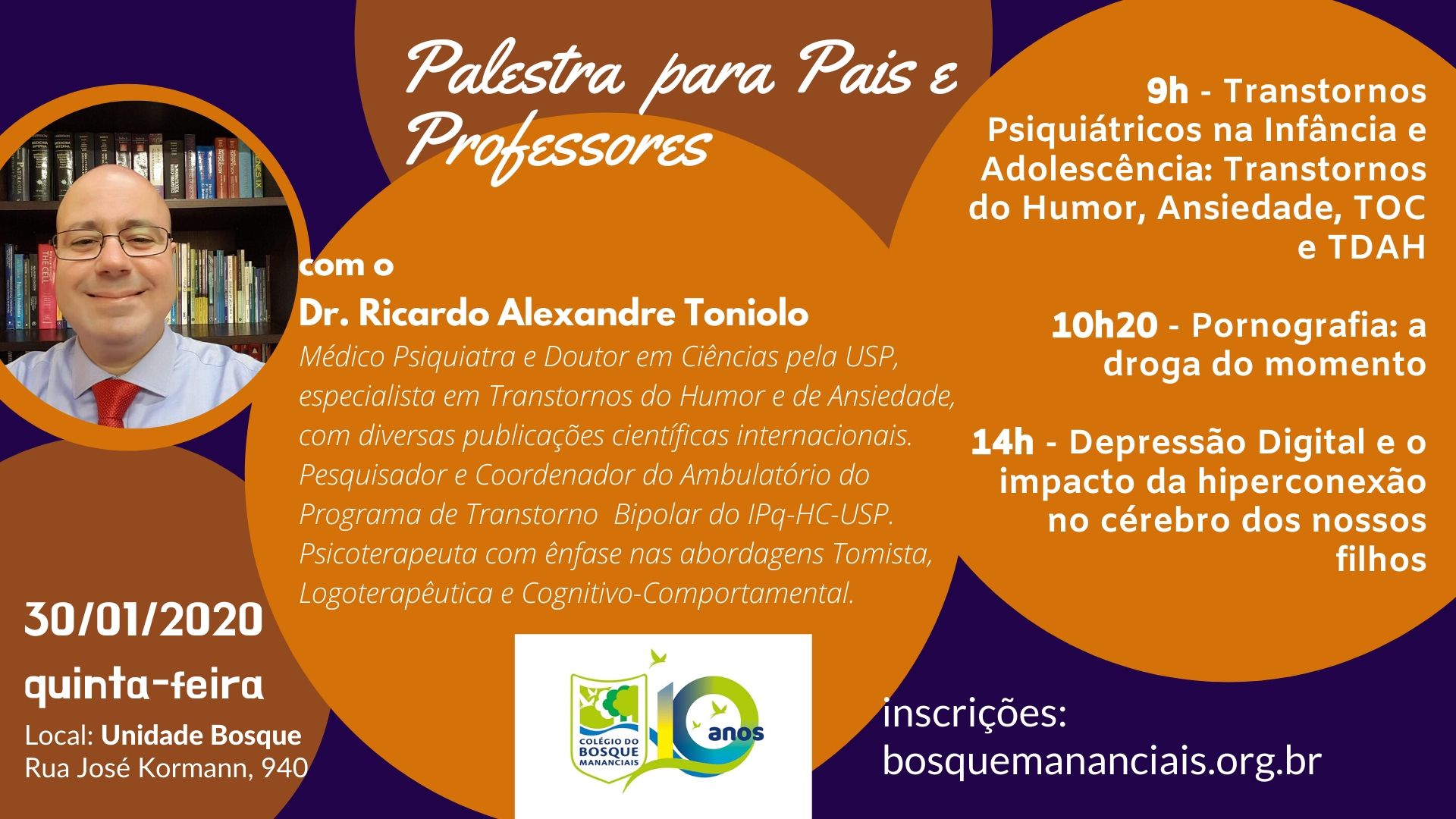 Palestra para pais e professores com o Dr. Ricardo Toniolo