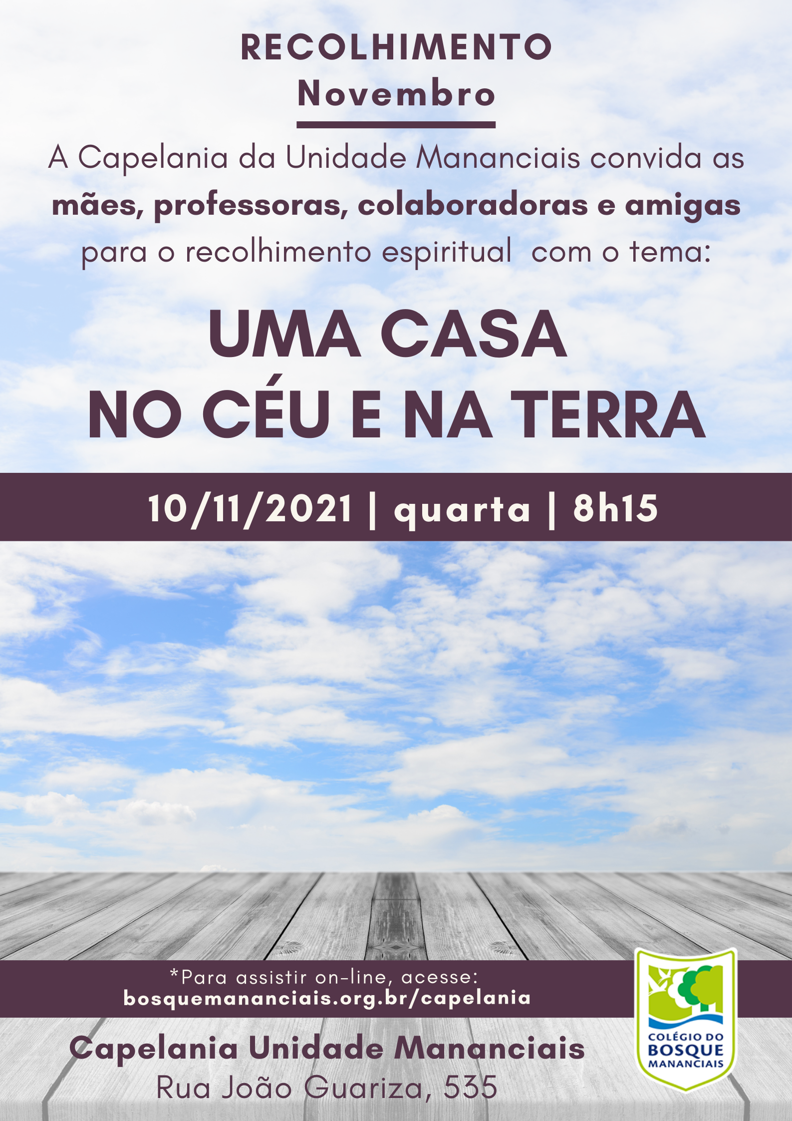 Retiro Espiritual para alunos do 8º ano ao Ensino Médio da Unidade Bosque -  Eventos - Colégio do Bosque Mananciais